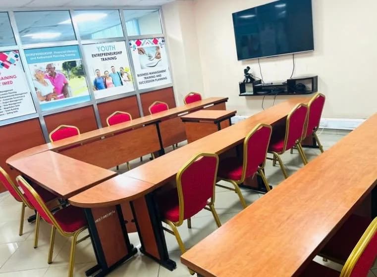 IMED HUB meeting room with a presentation screen